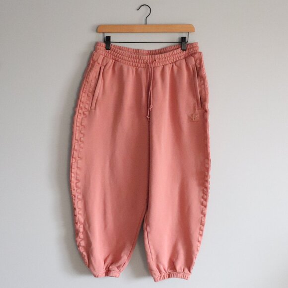 Adidas Women's Pink Sz L Sparkle Wide Leg Pull On Baggy Casual Track Sweatpants - Picture 1 of 13